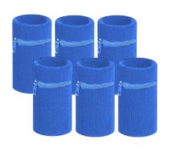 Arowell Premium Pols Zweetbandje Met Portemonnee En Rits – 12 x 8 Cm – Kobaltblauw - 6 Stuks