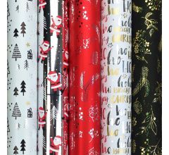 CHAMONIX Metallic assortiment cadeaupapier inpakpapier voor kerstmis - 150 x 70 cm - 5 rollen