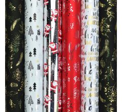 CHAMONIX Metallic assortiment cadeaupapier inpakpapier voor kerstmis - 150 x 70 cm - 42 rollen