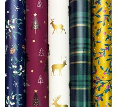 WINTERCHARM assortiment cadeaupapier inpakpapier voor kerstmis - 2 meter x 70 cm - 5 rollen