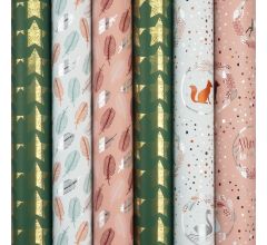 DELIGHT Metallic kerstpapier assortiment cadeaupapier inpakpapier voor kerstmis - 150 x 70 cm - 6 r