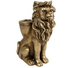 Kandelaar Leeuw Goud - Polystone - 11 x 6 x 15 cm