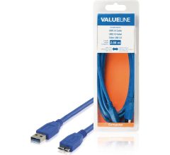 Valueline VLCB61500L20 Usb 3.0 Kabel A Male - Micro-b Male 2.00 M Blauw