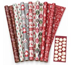 Benza – Kerst Cadeaupapier Mix – 7 Rollen 70 x 200 cm – Inclusief 20 Naametiketten