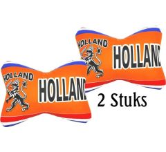 Autokussen - Nekkussen - Holland opdruk - Oranje - Set van 2 stuks