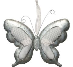 BMPdesign Vlinder van aluminium met stof (13 cm)