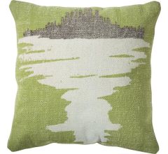 Pomax Virtuel - Sierkussen - 45x45cm - 100% katoen stone washed - Limoen / wit / grijs