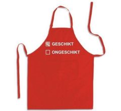 Geschikt of Ongeschikt - Luxe keukenschort met tekst - Rood