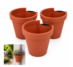 Benza Regenpijp Bloempot Terracotta – Set van 3 – Ø 23,5 x 21 cm – Polypropyleen – 90% Ger