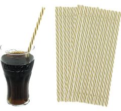 Herbruikbare Rietjes - 23 cm - Ø 8mm - Goud/Wit - 24 stuks