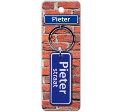 Paper Dreams Sleutelhanger Straatnaam Pieter 9 Cm Staal Blauw