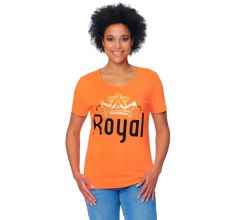 Oranje - T-Shirt Dames - Koningsdag - Royal - 100% Katoen - Maat L - 44/46