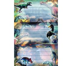 Schooletiketten dinosauriërs, dinosaurussen - 70 x 35mm - 18 stuks