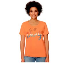 Oranje - T-Shirt Dames - Koningsdag - Let's Party - Maat L - 44-46