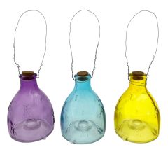 Wespenvanger Glas - 3 Kleuren - paars - blauw - geel - Set van 3 - 9 x 9 x 14 cm