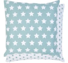 Clayre & Eef - Stars - Sierkussenhoes kussen hoes - Lichtblauw & Wit - 50x50 cm