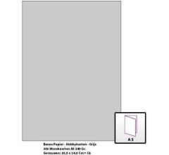 Benza Papier - Gekleurd Printpapier Hobbykarton 240 Gr. (Gram) A5 - Grijs - 30 Stuks (Wenskaarten)