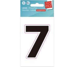 Plakcijfer - Nummer Sticker - 7 - Weerbestendig Ca. 85mm Hoog - Zwart