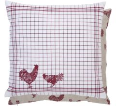 Kussenhoes - 40 x 40 cm - Landelijk - geruit - Kippen &amp; Hanen - Country Side Chicken - 2 Stuks