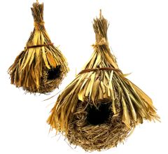 Vogelnest Vogelhuis van stro hangend - ca. Ø23 x 31 cm - 2 Stuks