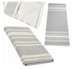 2 Stuks - Fouta, Hamamdoek, Strandhanddoek, Saunadoek - Naturel &amp; Grijs - 80cm x 180cm