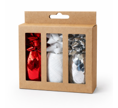 Cadeaulint Set met Strikken - 3 Rollen x 10 Meter + 9 Cadeaustrikken - Rood, Zilver & Wit - Cadeau 