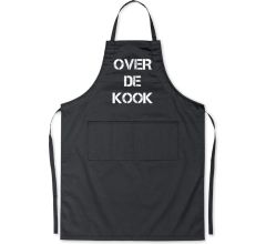 Over de kook - Luxe Schort Keukenschort met tekst - Zwart