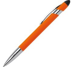 Aluminium Balpen Met Stylus Functie En Een Rubberised Afwerking - Oranje - 12 Stuks