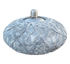 Brocante Olielamp Rococo Tuin of Terras Cement Ø25x15,5cm - 7 kg - Grijs