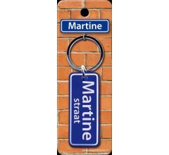 Paper Dreams Sleutelhanger Straatnaam Martine 9 Cm Staal Blauw