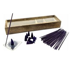 Wierook Cadeau set - 30 Wierookstokjes &amp; 10 kegels Incl. Aluminium houder - Geur Patchoulli