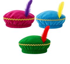 Pieten Muts - Barret – Velours – One Size – 3 Assorti Kleuren – 30 Stuks
