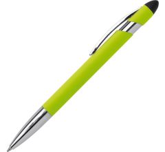 Aluminium Balpen Met Stylus Functie En Een Rubberised Afwerking - Lichtgroen - 12 Stuks