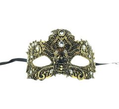 Venetiaanse Masker met Diamanten - Goud - 16 x 9 x 11 cm
