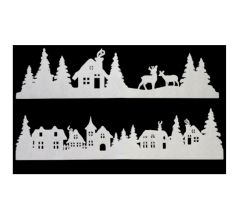 Raamdecoratie Kerst 23 x 90 cm - Wit - 2 Stuks
