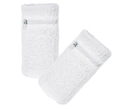 Arowell Premium Pols Zweetbandje Met Portemonnee En Rits – 12 x 8 Cm – Wit - 2 Stuks