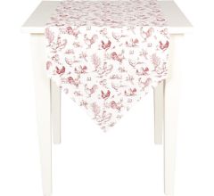Clayre & Eef - Katoenen Tafelloper - Landelijk - Boerderij - Kippen & Hanen - 50 x 160 cm