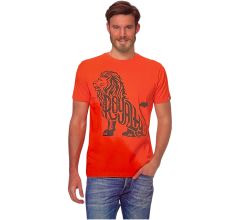 Oranje - T-Shirt Heren - Koningsdag - Leeuw &#039;Royalty&#039; - 100% Katoen - Maat L - 52/54