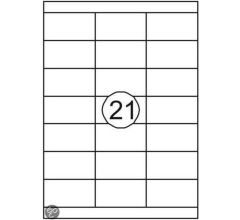Benza Zelfklevende Etiketten op A4 Vel - 70 x 38,1 mm - 21 stickers per vel - 100 vel