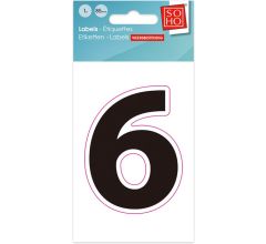 Plakcijfer - Nummer Sticker - 6 - Weerbestendig Ca. 85mm Hoog - Zwart