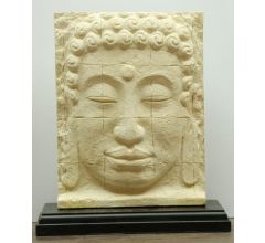 Boeddha hoofd bruin 29 cm op houten voet