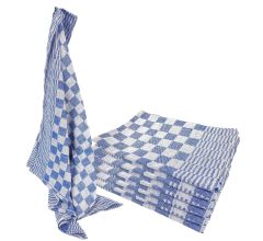 Theedoeken Geblokt - Katoen 65 x 65 cm - Blauw  - 6 Stuks