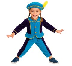 Pietenpak - Unisex - Met Gouden Bies - Incl. Barret - 4-6 Jaar - Blauw