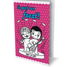 Kom je op mijn feest - 6 Dubbele Uitnodigingen Met Envelop - Liefde is