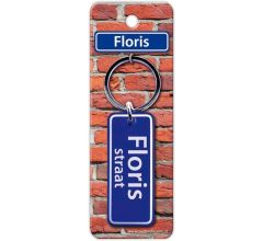 Paper Dreams Sleutelhanger Straatnaam Floris 9 Cm Staal Blauw