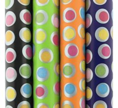 Gekleurd assortiment inpakpapier cadeaupapier met gekleurde stippen - 200 x 70 cm - 5 rollen