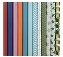 Assortiment met uni kleuren en aller dag inpakpapier cadeaupapier HO111 - 200 x 70 - 6 rollen