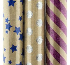 Gekleurd assortiment inpakpapier cadeaupapier met glitters HO100 - 150 x 70 cm - 5 rollen
