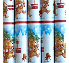 Christmas Bear kerstpapier inpakpapier cadeaupapier voor Kerstmis - 2 meter x 70 cm - 5 Rollen
