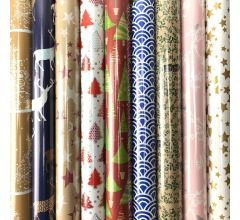 Assortiment kerstpapier cadeaupapier inpakpapier voor kerstmis K34 - 10 mtr x 70 cm - 5 rollen